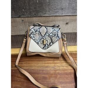 Carlos by Carlos Santana Women’s Snakeskin Khaki Satchel Small Crossbody Purse